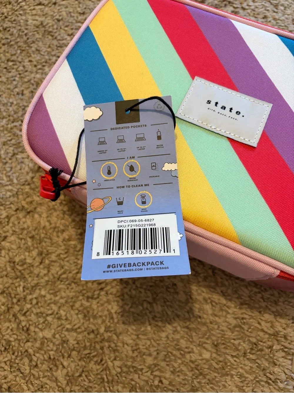 STATE Multicolor Diagonal Stripe Travel Pouch